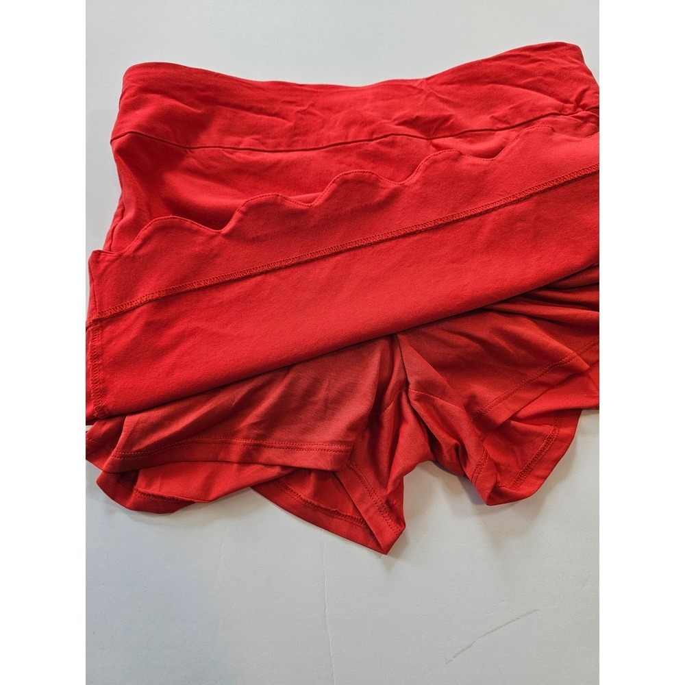Scalloped Hem Skort 8 Coral Red A-Line Preppy Stretch Mini Skirt Hope & Harlow - Picture 7 of 7